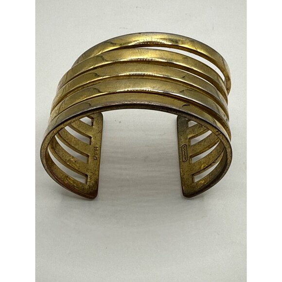 Coach Gold-Tone Openwork Cuff Bracelet Metal Womens - Picture 5 of 6